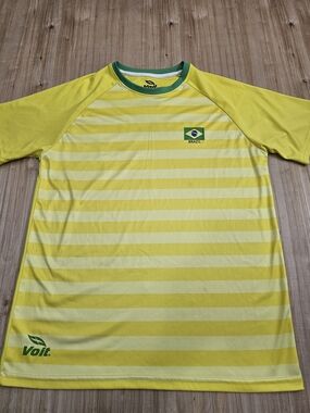 Team Brazil Yellow Striped Men's Sports Jersey